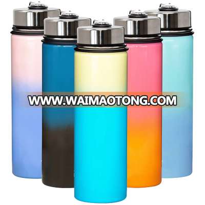 New Fashion Double Wall Stainless Steel Water Bottle, Colorful Stainless Steel Sport Bottle With Different Lids